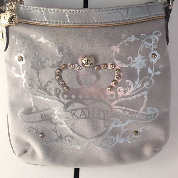 Grey suede cross body bag