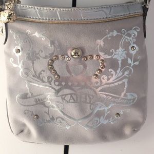 Grey suede cross body bag