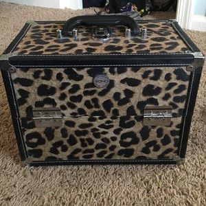 Cheetah Print Makeup Train Case Kit