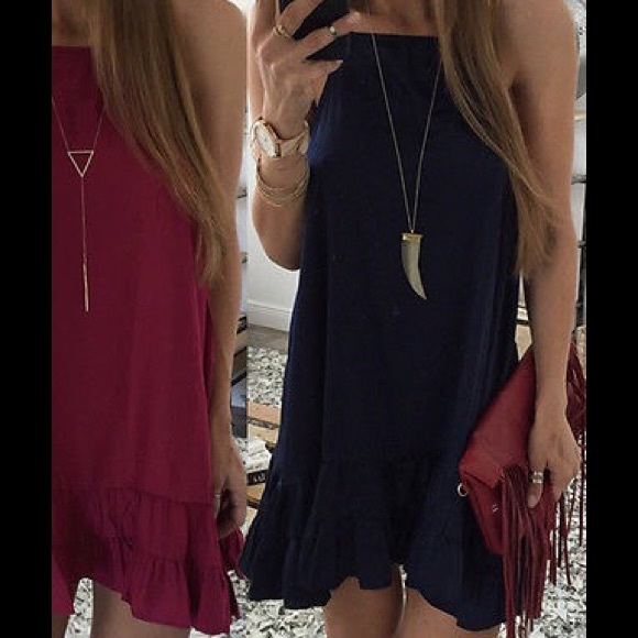 Navy Lightweight Fabric Sleeveless Dress - Picture 3 of 5