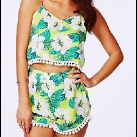 Missguided Tops - 🚨FINAL PRICE - Pom Pom Trim Shorts & Crop Top Set