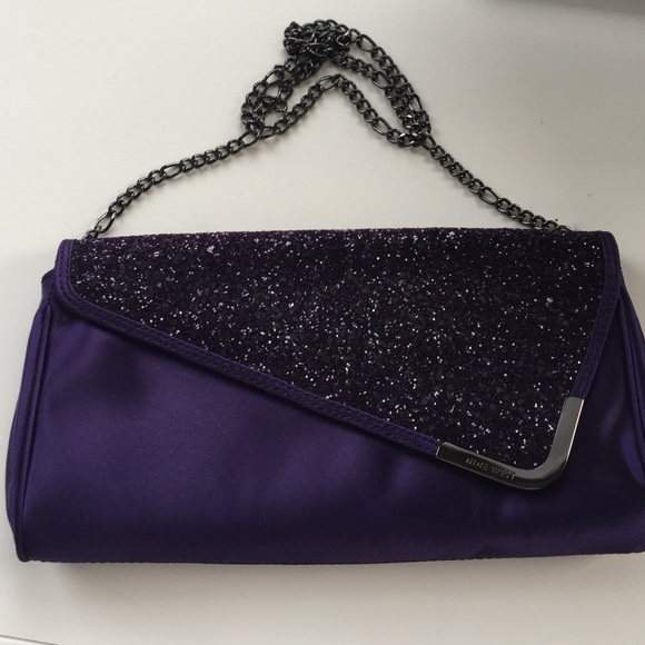 REDUCED! Nine West purple satin and sparkle clutch
