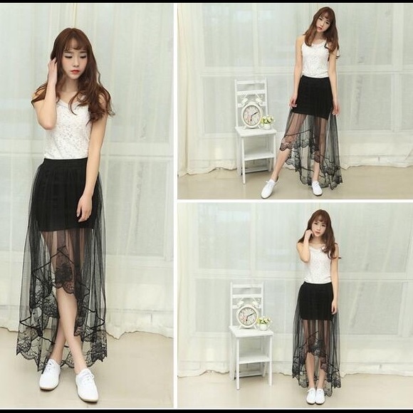 Black Lace Cute Skirt - Picture 3 of 4