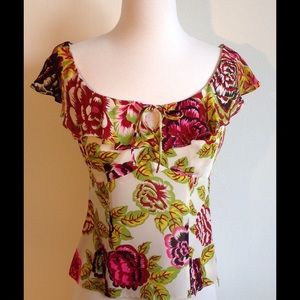 Nanette Lepore sexy floral print silk top -size 2.