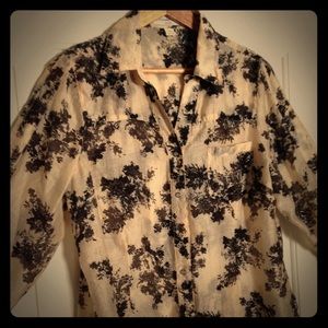 $79 Semi-sheer Snap-front blouse Size L