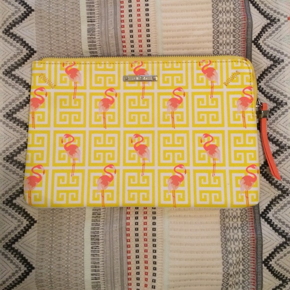 Stella & Dot flamingo clutch