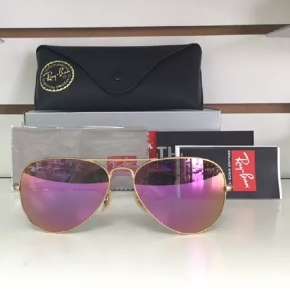Authentic Ray Ban Aviator RB3025 Magenta Lens