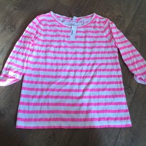 J.crew pink strip half sleeve top