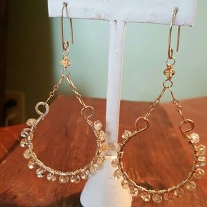Handmade gold filled earrings with citrine