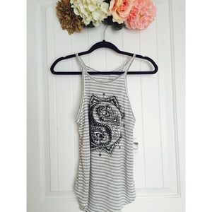 Grey and white stripped tank