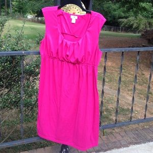 Hot Pink, Short Sleeve Motherhood Maternity Dress