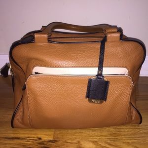 Cognac & Black Soft Leather Perlina Handbag