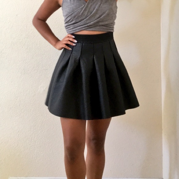 Faux Leather Skater Skirt