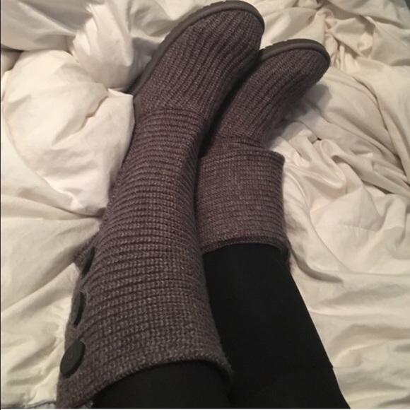 Gray ugg button boots