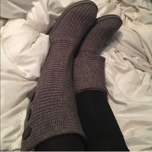 Gray ugg button boots