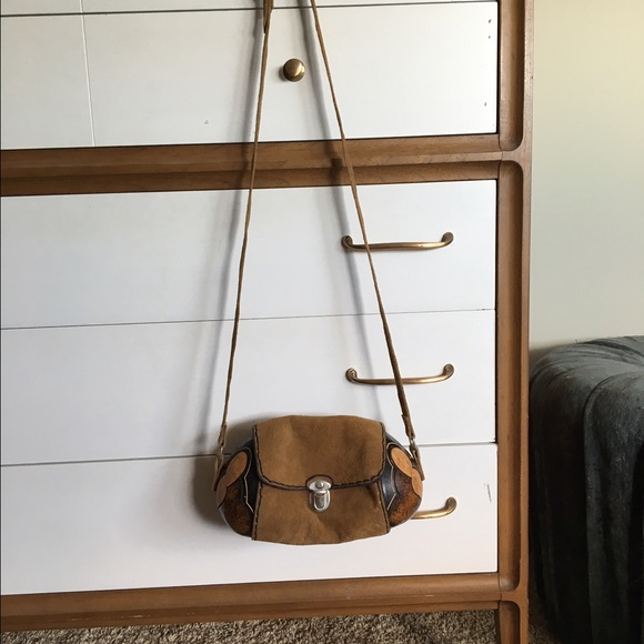 Vintage real suede coconut bag.