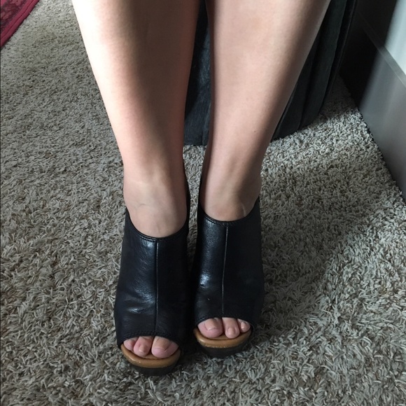 Gianni bini black leather wedges with studs.