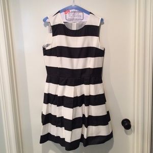 GAP Black and White Striped Fit and Flare Dress
