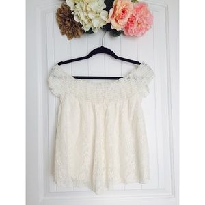 Off the shoulder cream lace top