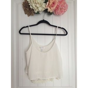 Two layered white lace crop top