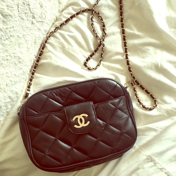 Black quilted handbag