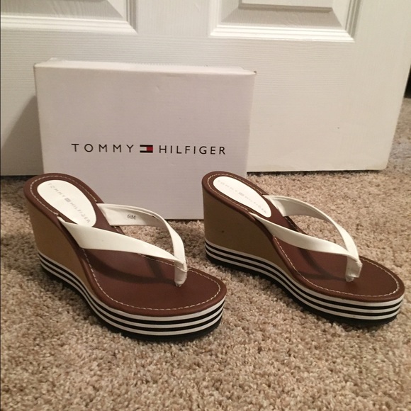 Tommy Hilfiger wedge flip flops
