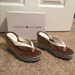 Tommy Hilfiger wedge flip flops