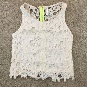 Cream lace crop top