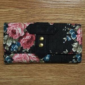 Denim floral wallet