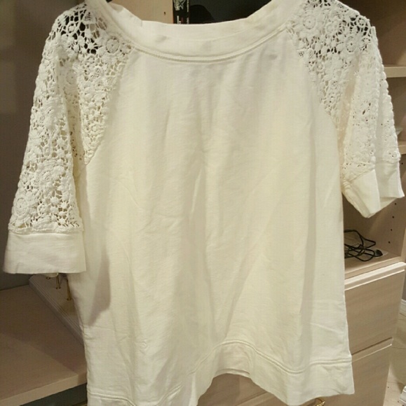 White ralph lauren top with crochet detail