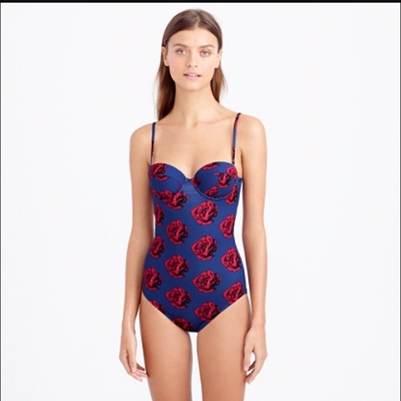 J. Crew one piece swim - pop art roses