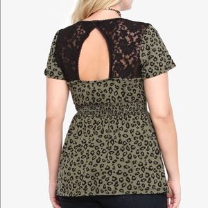 Leopard print back lace top