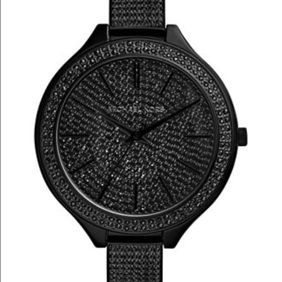 Michael Kors Black Steel Glitz Slim Runway Watch