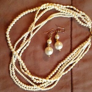 Pearl Choker & Earring Set