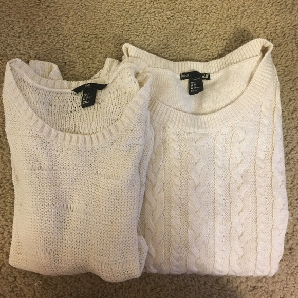H&M cream sweater and navy pants bundle!