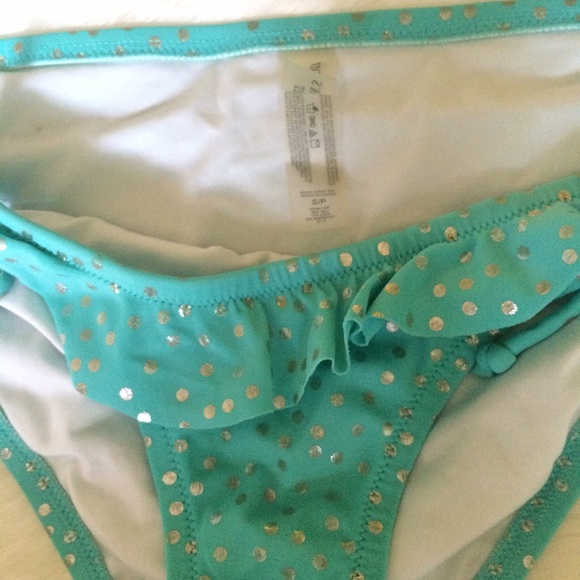 Aqua & Gold polka dot bikini bottoms - Picture 2 of 4