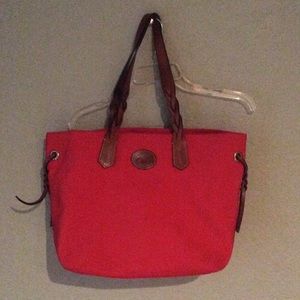 Large Coral and Leather Dooney and Bourke Bag