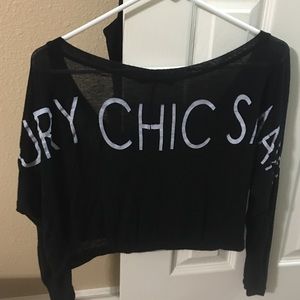 Black long sleeve crop top