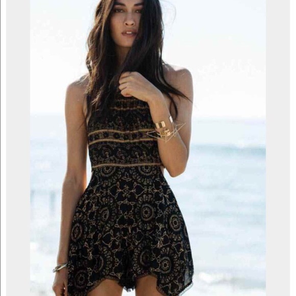 Free people open side print romper
