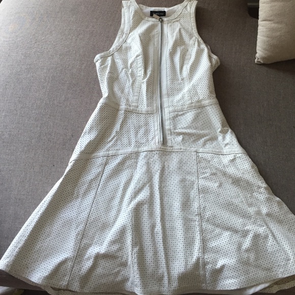 White leather sleeveless summer BEBE dress