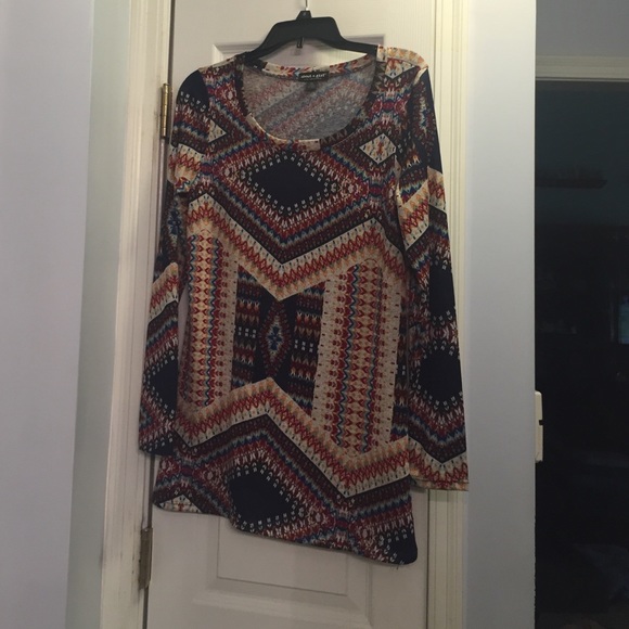 Tribal print sweater dress.