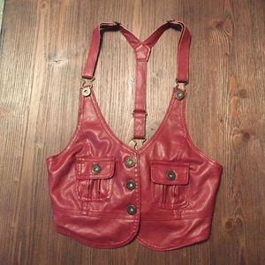 Red Faux Leather Vest
