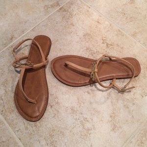 Merona Haley Metallic Bow Sandals in Tan