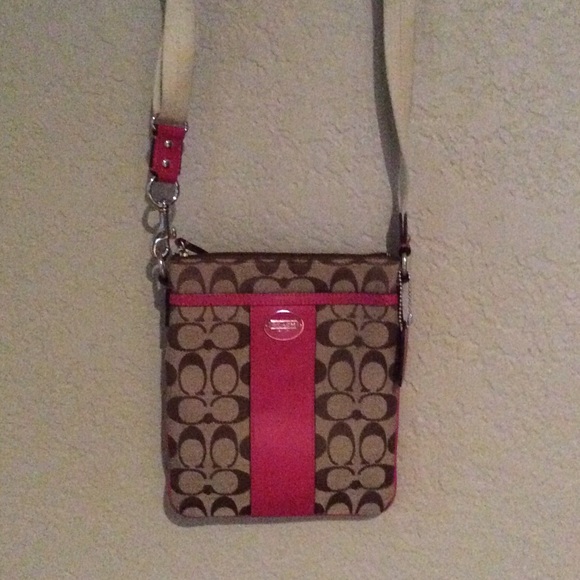 Pink and Tan Coach Satchel