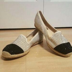 INC black and silver sparkle flats