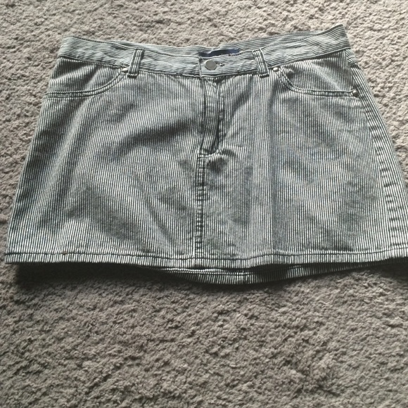 Blue and white stripe mini skirt.