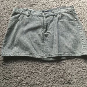 Blue and white stripe mini skirt.