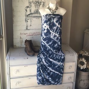 Young, fabulous & broke tie dye hippie maxi dress.