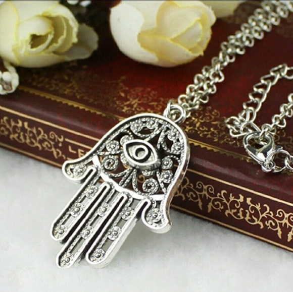*Sold* Silver Boho Hamsa Necklace - Picture 2 of 4