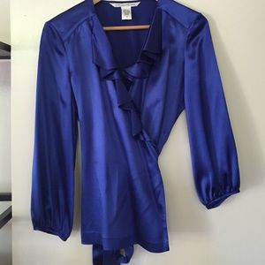 Blue silk blouse